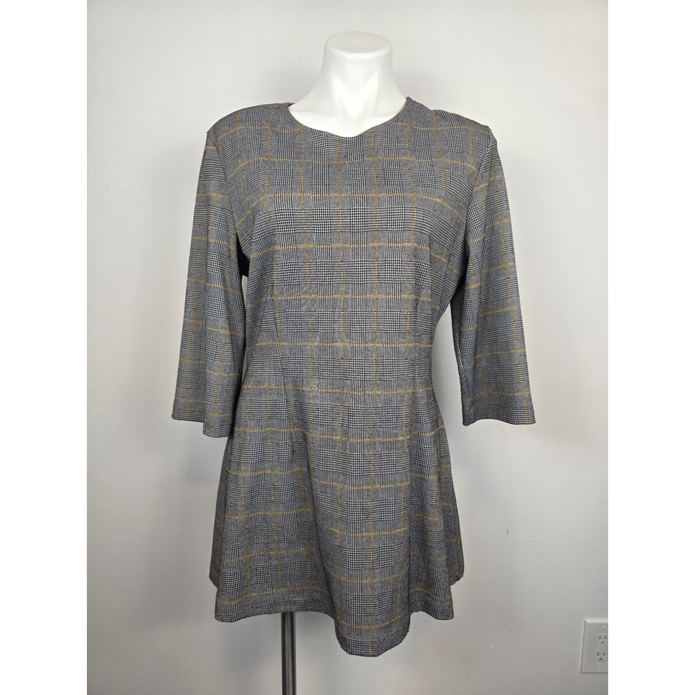 Brynn‎ Walker Women's Plaid Career Dress Made in USA Gray A Line Medium
